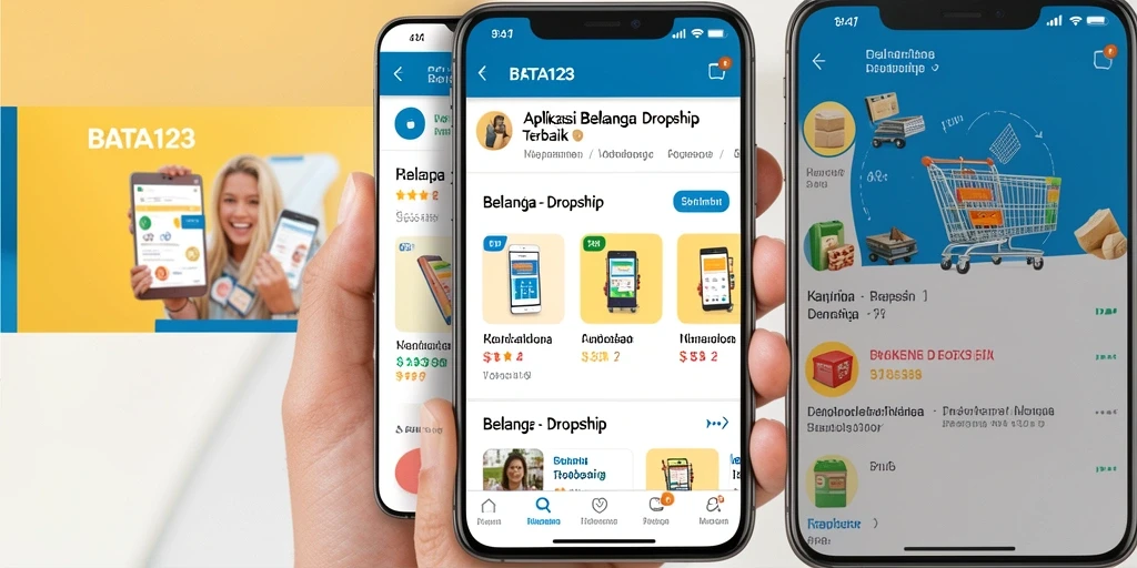 Tampilan antarmuka utama aplikasi BATA123 untuk dropship.