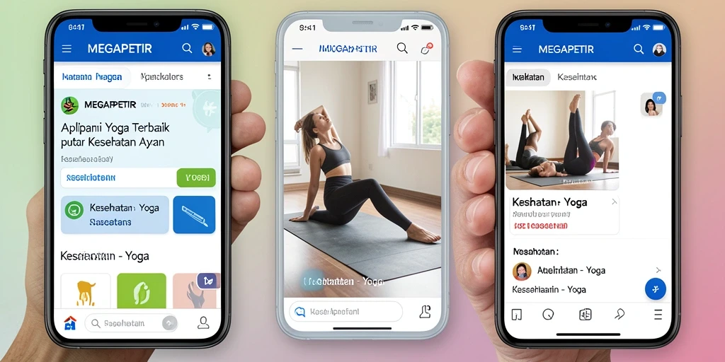 Antarmuka MEGAPETIR yang menampilkan latihan Yoga yang menenangkan.