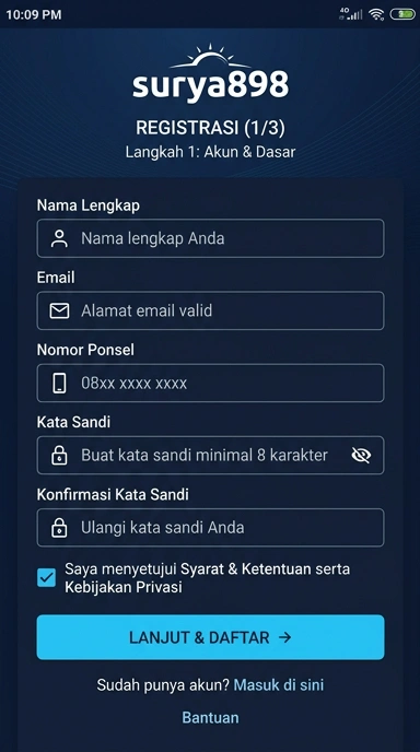 Cara Registrasi Akun Baru surya898 Dengan Mudah